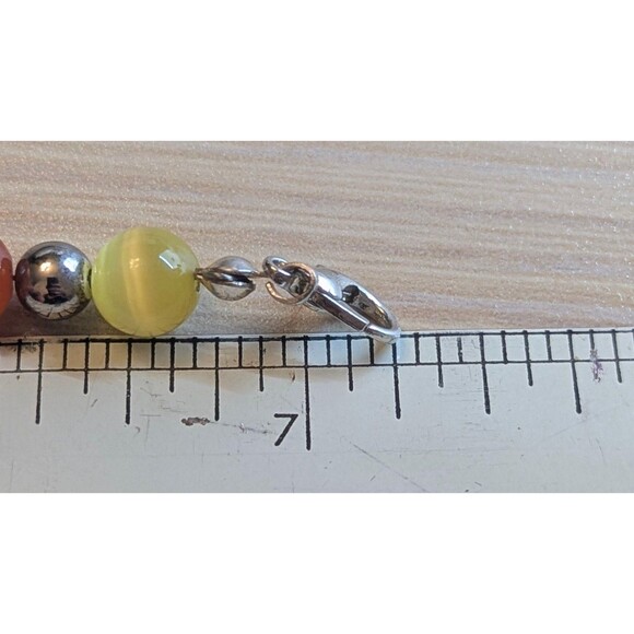 Vintage Cats Eye Multicolor Glass Beads Silvertone Ornate Spacers Bracelet - Picture 3 of 3